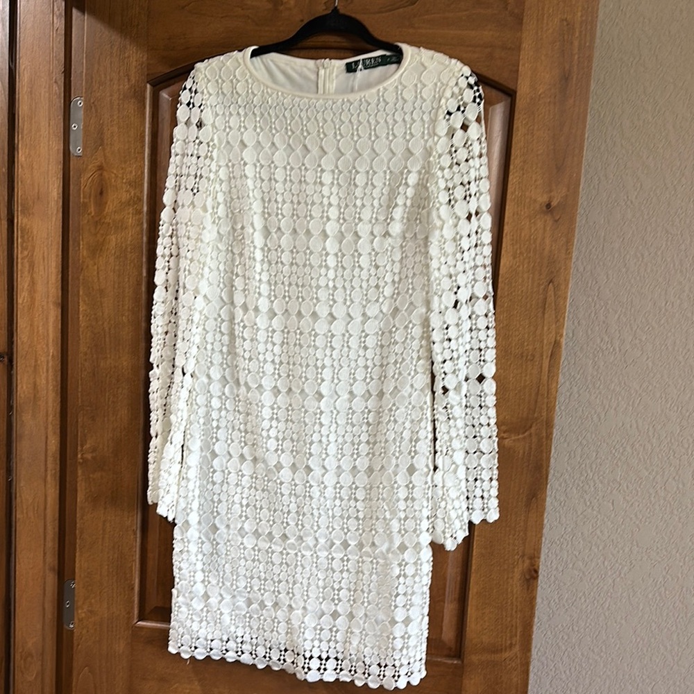 Women's Lauren Ralph Lauren Ivory Lace Bell Sleeves Dress Size 6